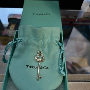 Tiffany & Co. Silver and Blue enamel Trefoil Beaded Key Charm